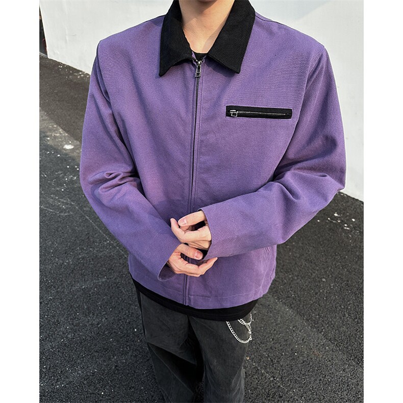 8XL-M春季水洗帆布短款夹克男生vintage美式复古工装外套JK003P98图片