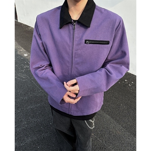 8XL-M春季水洗帆布短款夹克男生vintage美式复古工装外套JK003P98图片