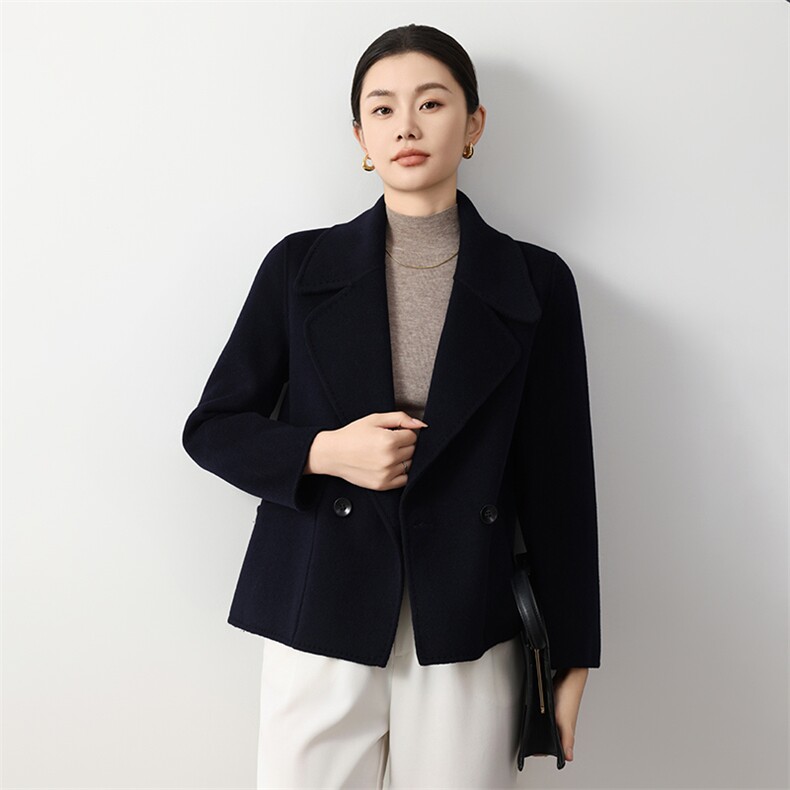 短款气质双面羊毛大衣女2024秋冬新款双面呢大衣，女装双面呢大衣，众策羊绒