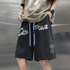 K106-P30夏季宽松型鹿皮绒印花五分裤，男装休闲裤，星座1501-1