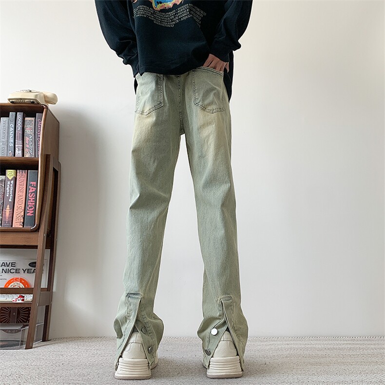 现货主推黄泥色加大码裤脚开叉排扣弹力牛仔裤310A-2BK310P60，男装牛仔裤，星座310A-2