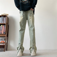 现货主推黄泥色加大码裤脚开叉排扣弹力牛仔裤310A-2BK310P60，男装牛仔裤，星座310A-2