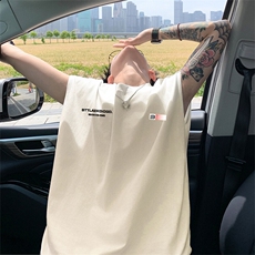 可48小时发货支持抖音得物来样二开240克重磅美式纯棉背心无袖t恤，男装背心/马甲，电商A486-1