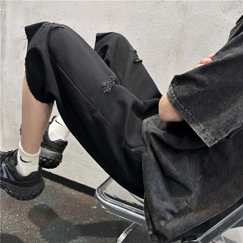 D2053-p45-控68  现货风宽松cleanfit牛仔裤七分裤黑暗图片