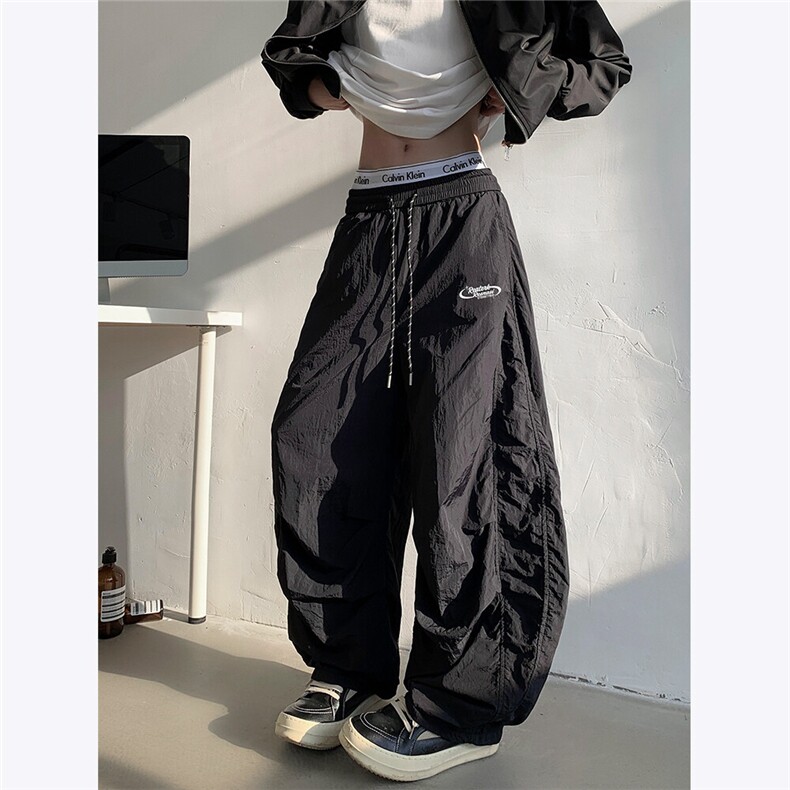 弯刀裤春季裤子男士褶皱美式直筒裤休闲百搭运动裤宽松长裤P48，男装休闲裤，电商C306-1