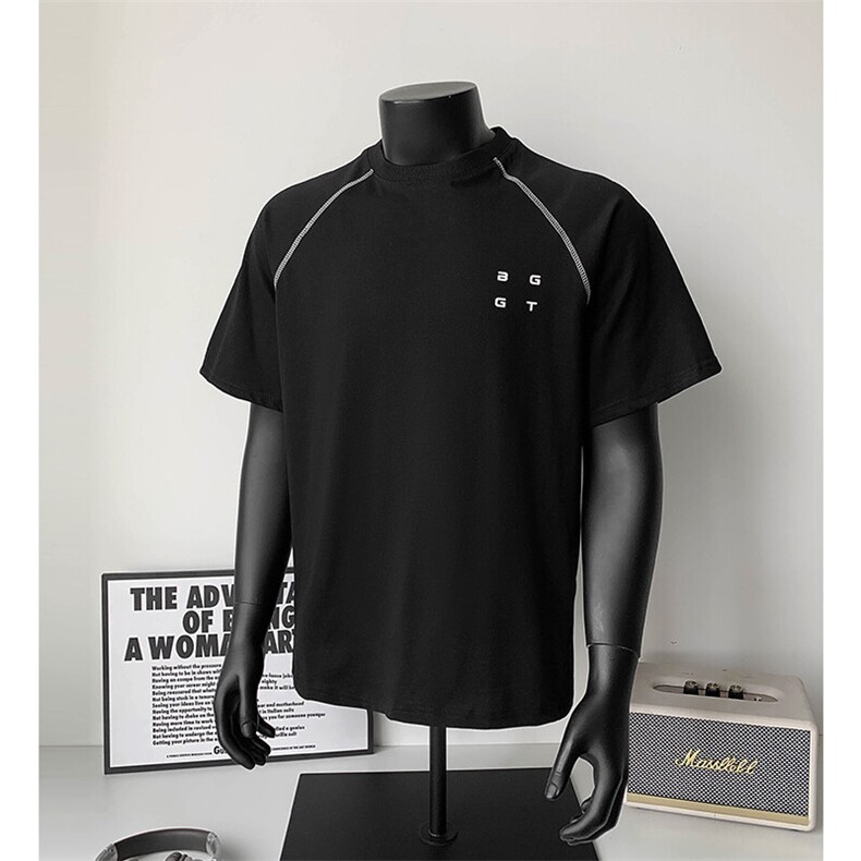 欧美嘻哈风圆领打底衫上衣夏季短袖t恤男ins潮牌25XT77301特批22，男装T恤，电商A042