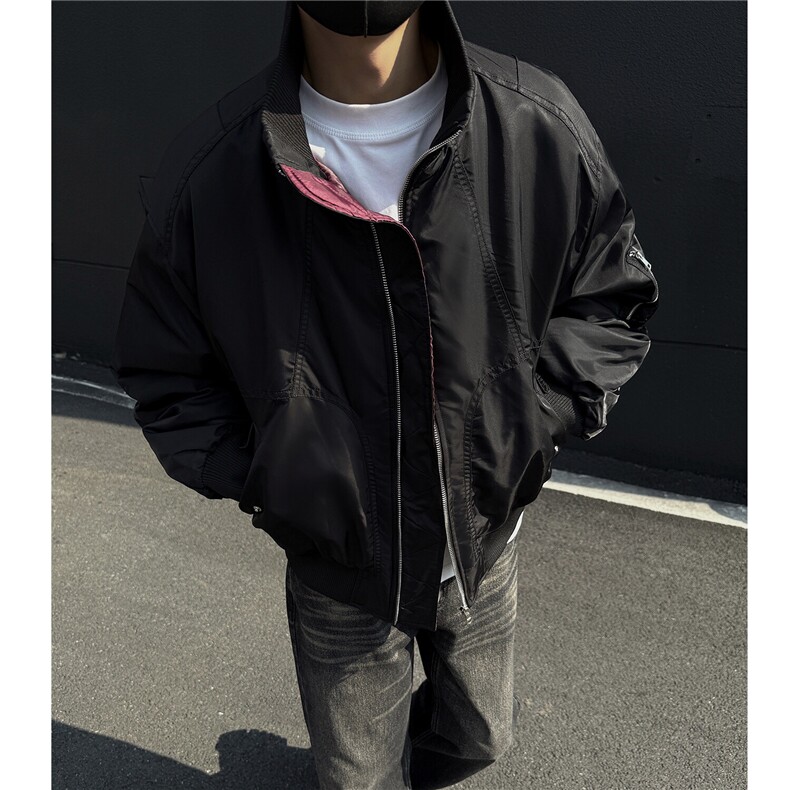 新品美式高街宽松短款飞行棉服夹克加棉外套男H1036特P105,男装夹克,电商A341