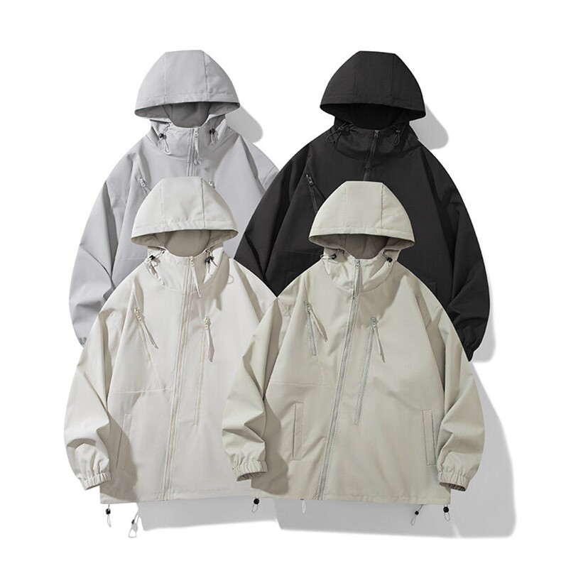 秋季新款二开宽松夹克男纯色冲锋衣外套DSA157B-JK7834-P68图片