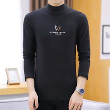 冬季半高领双面绒刺绣鹿角卫衣男加绒加厚保暖打底衫长袖棕336P28，男装卫衣，星座1207