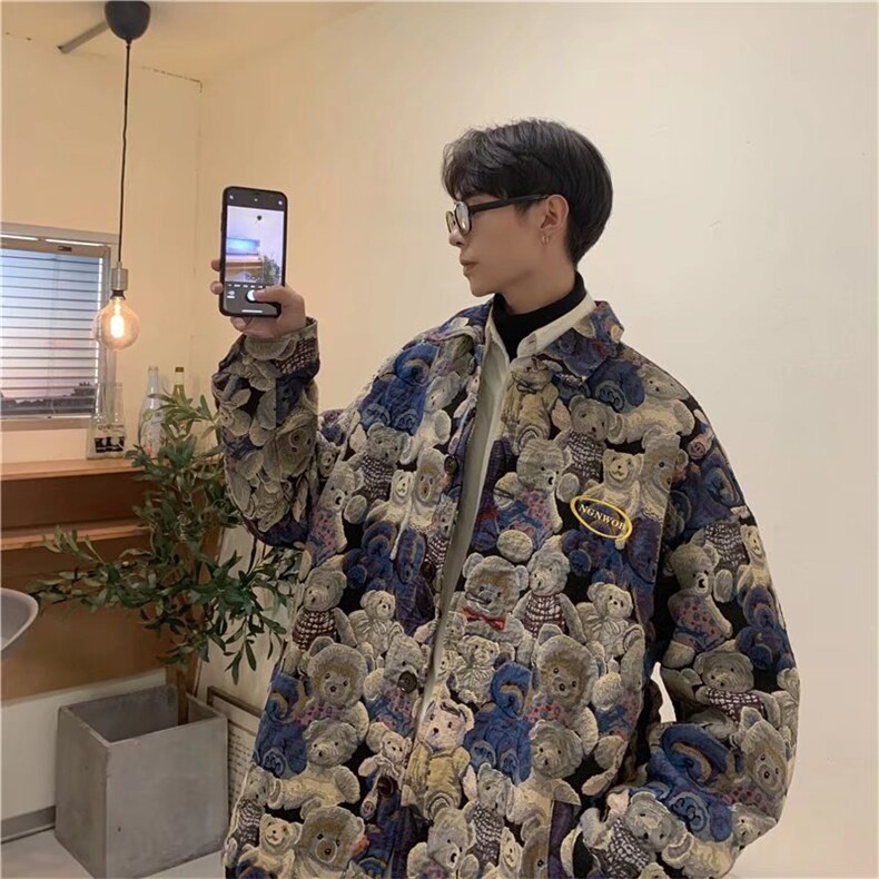 美式hiphop炸街满印小熊薄款外套Y6531P50,男装夹克,星座1116-2