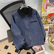 得物品质秋男夹克灯芯绒领拼色拉链口袋外套JK9025P75，男装夹克，星座1013-1