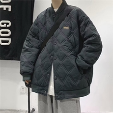 BOYUE帛跃冬季cityboy绣标菱形格棉服青少年男潮棒球棉衣m75p68，男装棉衣，电商D315