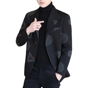 2021新款男士潮流时尚毛呢夹克呢子短款修身外套西服领N26图片