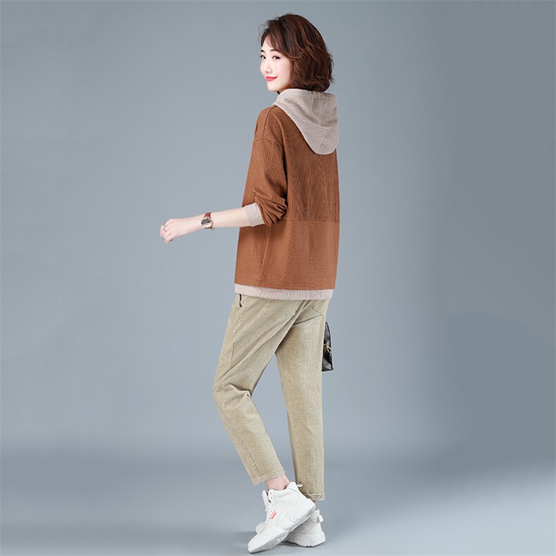 2022年春季新款休闲套装女气质减龄韩版时尚连帽卫衣女两件套装裤,女装套装/套裙,简韵佳