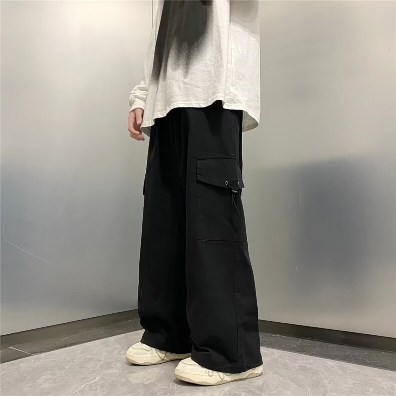 日系复古阔腿工装裤男秋季潮牌宽松束脚卡其色休闲裤K7486-P43,男装休闲裤,星座512-3