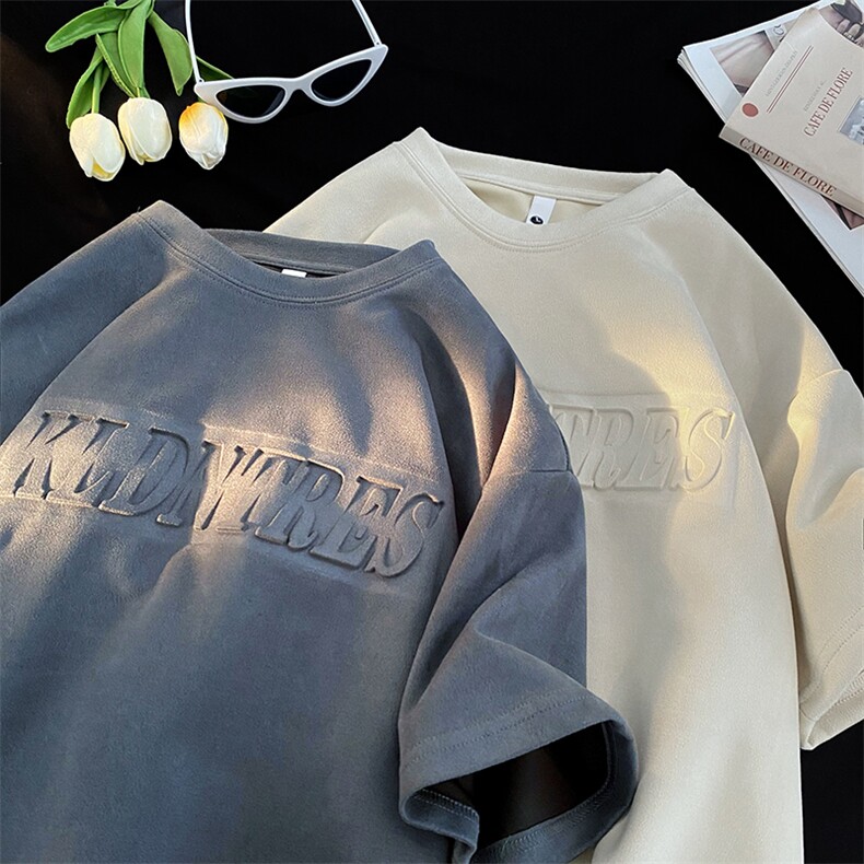 XZ904-XT35-P35数据款！麂皮绒钢印小众设计感短袖T恤，男装T恤，星座904