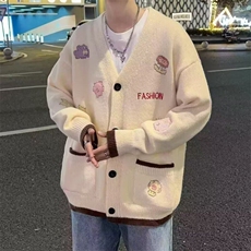 W371-P35春秋针织衫开衫外套鹿毛绒机绣毛衣，男装针织衫/毛衣，星座911-1