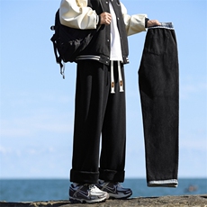 新款百搭抽绳牛仔裤加厚宽松直筒男生休闲长裤子JRK829-特批-47，男装休闲裤，星座718-1