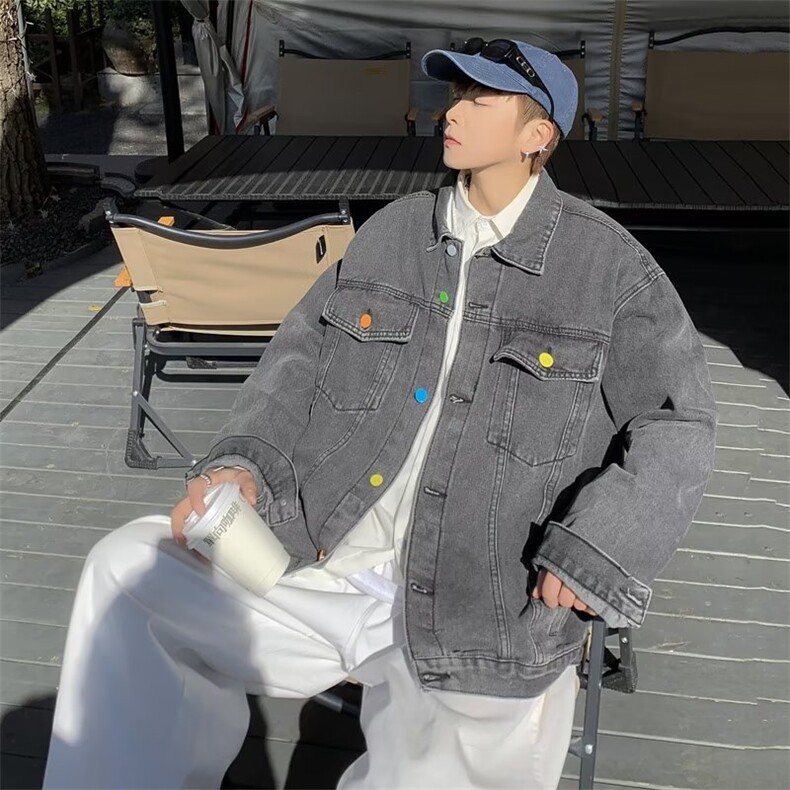 牛仔外套男韩版潮流百搭2023春秋新款ins宽松百搭外套W4496-P55,男装大码男装,星座412-2