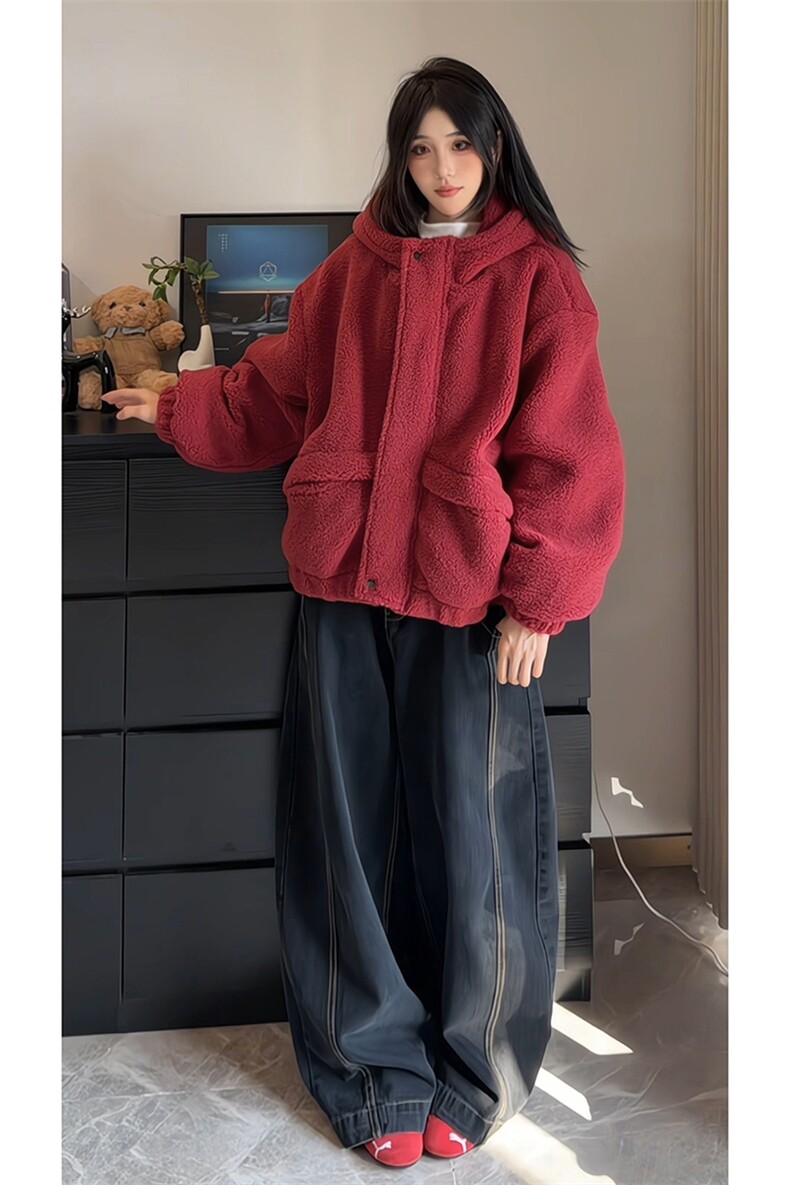 秋冬款街头个性连帽棉衣日系文艺风复古慵懒上衣外套HY878P85,男装棉衣,电商A102B