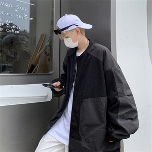 春装棒球服呢子外套男休闲拼色夹克上衣 JK83P95图片