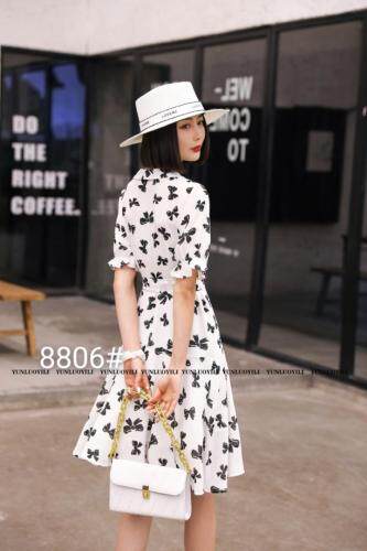 夏季新款蝴蝶结连衣裙，女装连衣裙，云落伊里