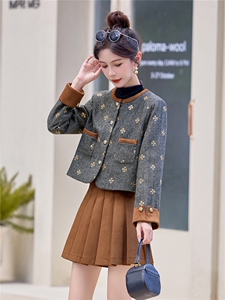现货小香风套装女2025年新款流行减龄漂亮时尚洋气百褶半裙套装图片