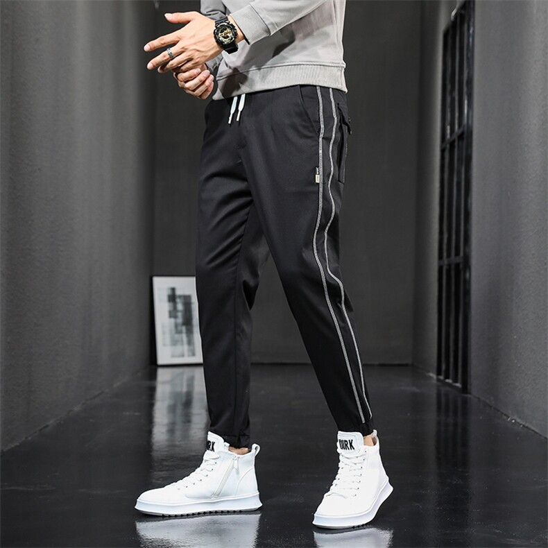 男生工装裤抽绳秋冬束脚痞帅男潮裤休闲九分裤K701-P45,男装休闲裤,星座610（原A335）