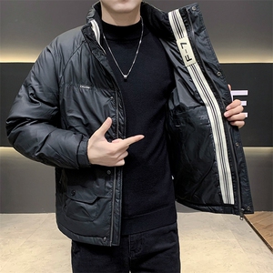 冬季白鸭绒羽绒服男韩版男士外套 门襟织带拼接YR605-P135图片