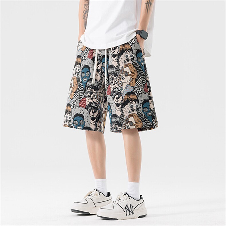 夏季新款大码休闲裤男潮刺绣花短裤五分裤子217-2-K203-特P35，男装牛仔裤，星座217-2