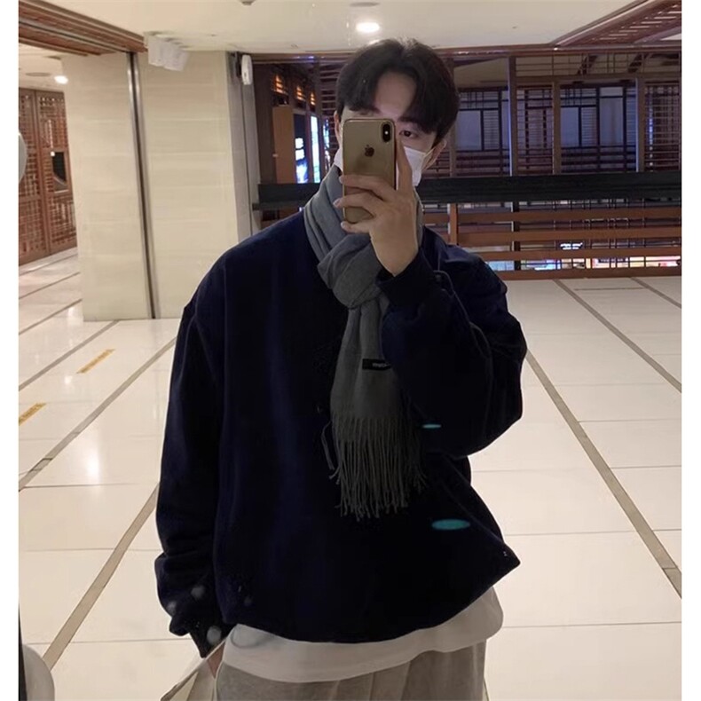 抖音得物高品质二开支持退换25秋冬美式宽松曼巴纯色圆领卫衣Y77，男装卫衣，电商A486-1