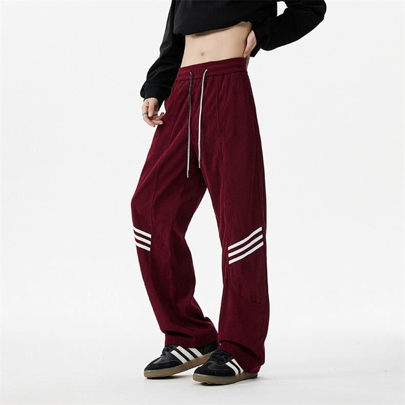 抖音品质秋季新款潮流条纹灯芯绒宽松休闲裤B313-K817-特p35控68，男装休闲裤，电商B313