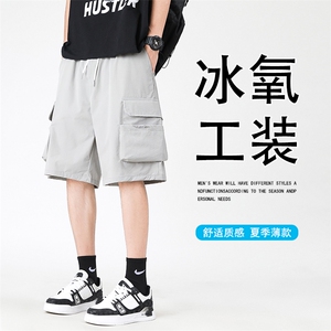 美式工装裤男款夏季高街多口袋短裤宽松直筒运动休闲五分裤子图片