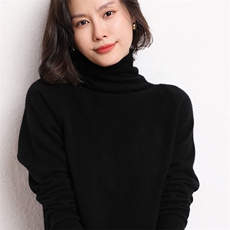 高领毛衣女洋气羊绒衫秋冬季宽松纯色简约堆堆领打底衫，女装羊绒衫，五色羊羊绒