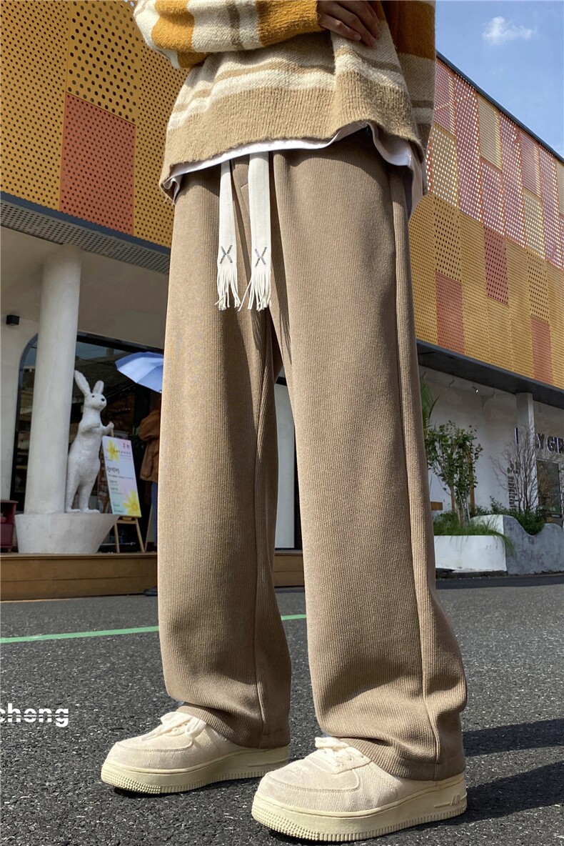 2023秋季新款INS百搭飘带宽松直筒休闲裤B315-K23462-p55控68,男装休闲裤,电商B315