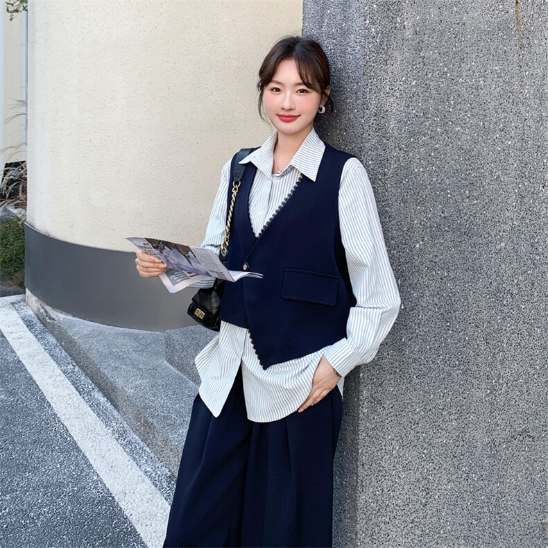 26春新款-韩式老钱风条纹马甲三件套2623-P200K328,女装套装/套裙,2B190
