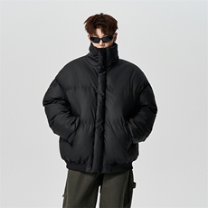 有长图冬季保暖羽绒棉服男宽松棉衣立领PU皮棉袄外套MF00756/P100，男装棉衣，电商B316