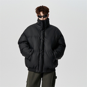 有长图冬季保暖羽绒棉服男宽松棉衣立领PU皮棉袄外套MF00756/P100图片