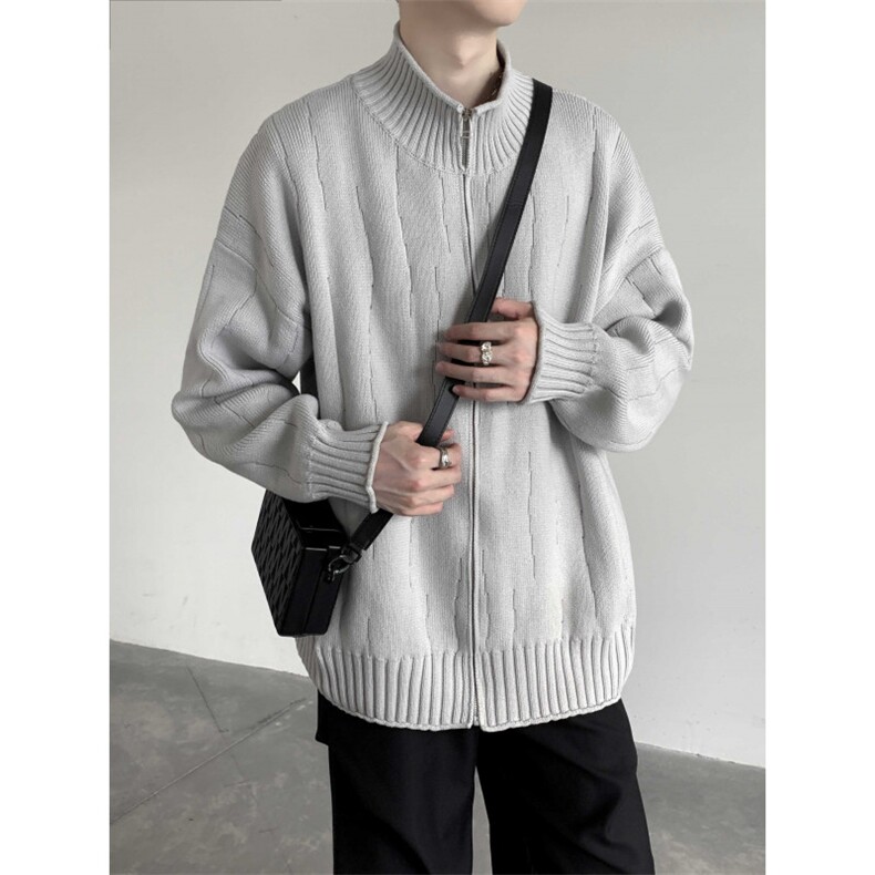 高品质抖音得物拉链衫毛衣外套宽松针织衫开衫W55-P55,男装针织衫/毛衣,星座1212
