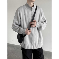 高品质抖音得物拉链衫毛衣外套宽松针织衫开衫W55-P55，男装针织衫/毛衣，星座1212