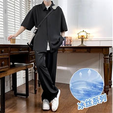 25冰丝男士帅气纯色百搭套装567-p65，男装休闲套装，星座1602（原101B）