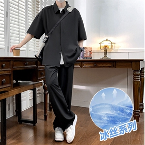 25 冰丝 男士  帅气 纯色 百搭 套装 567-p65图片