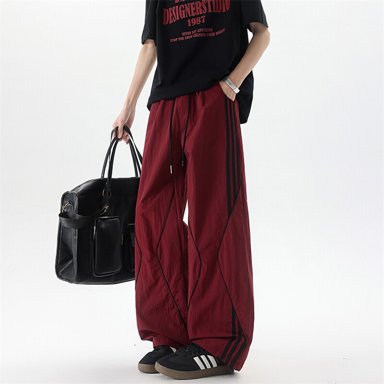 美式高街条纹裤子男夏季冰丝宽松冲锋户外工装伞兵阔腿裤KZ047P55，男装休闲裤，电商B312