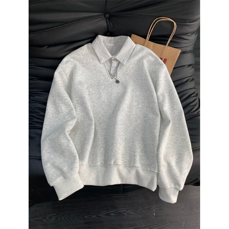 自家图重磅春季假两件卫衣长袖黑色白灰M到3XLXZ212-QWP208-P50，男装卫衣，星座212