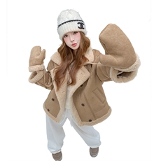 【现货】2025年冬季新款麂皮绒复合羊羔毛外套2565款P205-K278，女装羊羔毛/颗粒绒，浙宝301