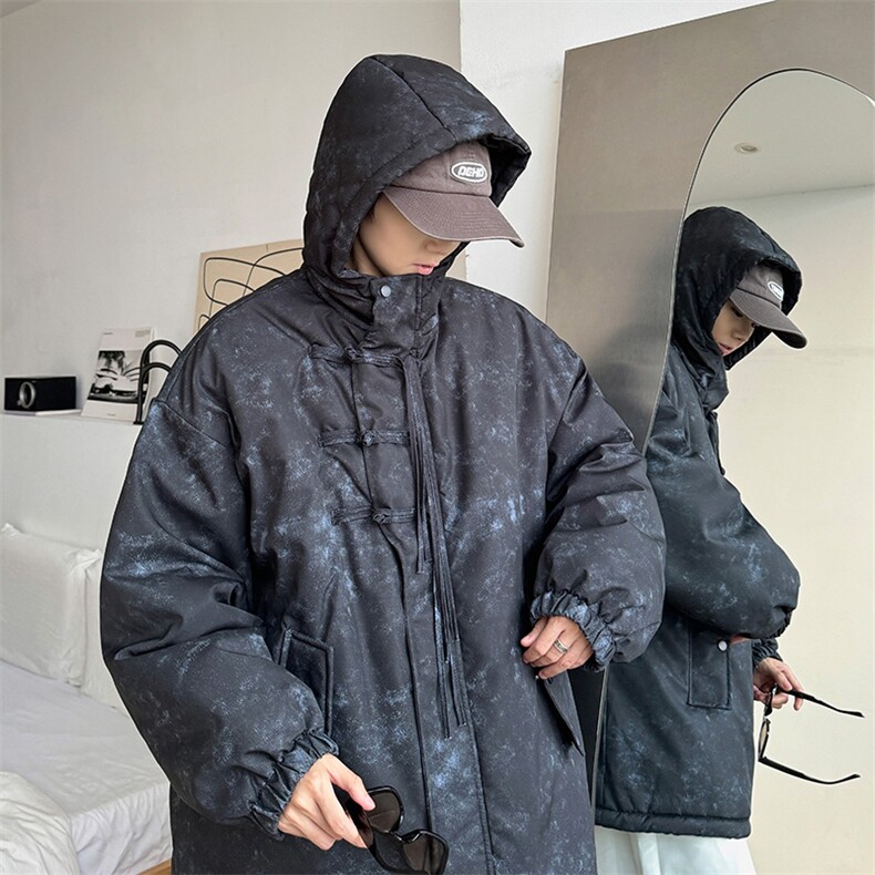 2025港风加绒新中式棉衣棉服连帽盘扣面包服棉袄外套G1616-P95,男装棉衣,星座207