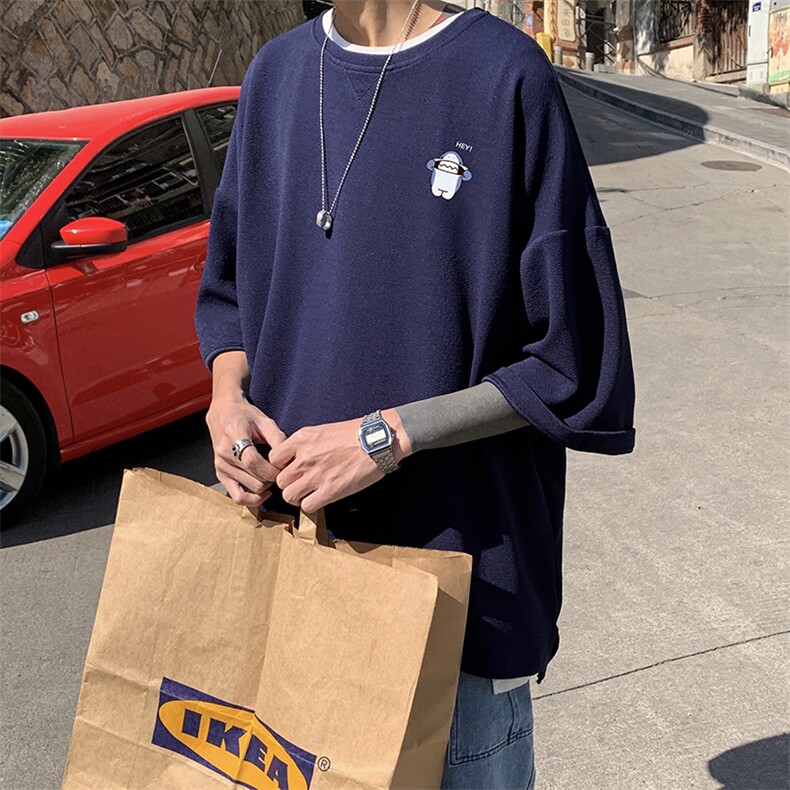 Q11167-P30春夏季七分袖t恤男大码五分袖男短袖中袖,男装T恤,电商A040