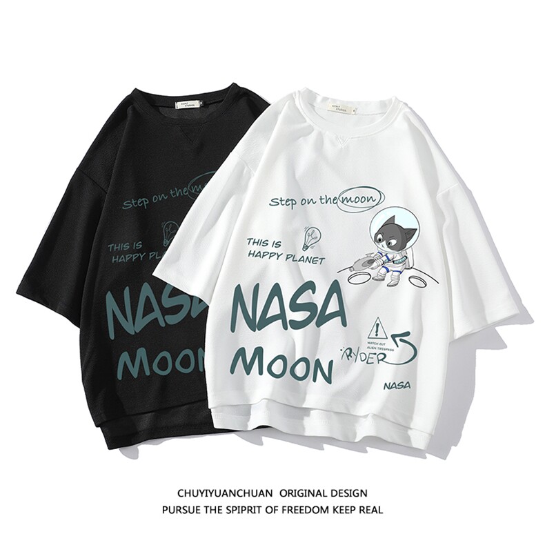 NASA联名同款春夏季七分袖t恤男大码五分袖男短袖中袖Q11187-P30,男装T恤,电商A040A