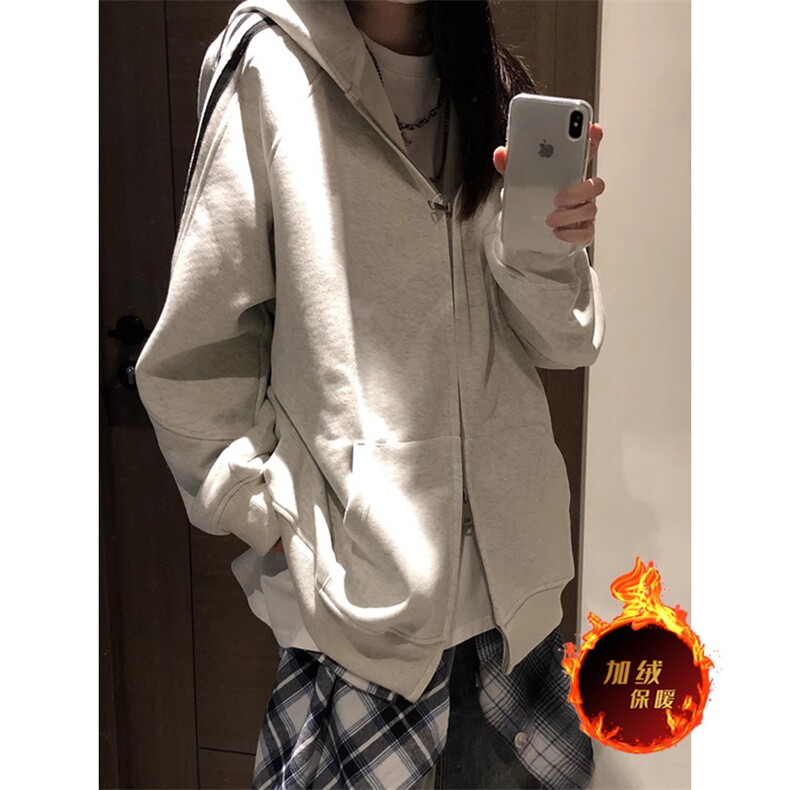 抖音得物全棉二开支持退换加绒加厚双拉头拉链连帽卫衣开衫CM19,男装卫衣,电商A486