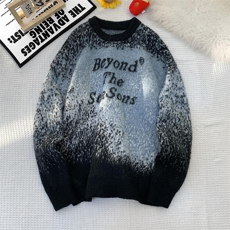 M710-特P68美式潮字母慵懒风情侣毛衣男女秋冬款宽松圆领针织衫,男装针织衫/毛衣,电商D310B